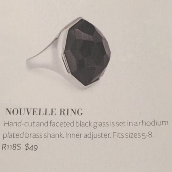 Stella & Dot | STUNNING Retired Nouvelle Black+Silver Cocktail Ring - Picture 7 of 11